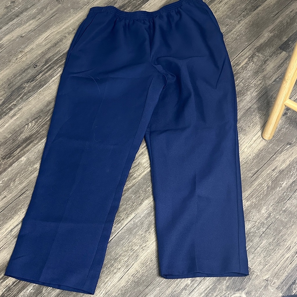 Wonens Elastic Waist Navy Pants Alfred‎ Dunner